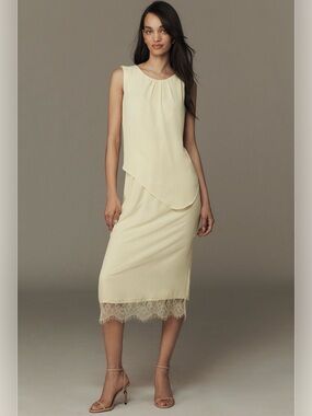 XS exquise sleeveless layered chiffon midi dress